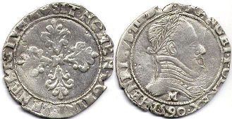coin France 1/2 franc 1590