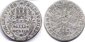 coin Hamburg 4 schilling 1728