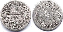 coin Hamburg 2 schilling 1726