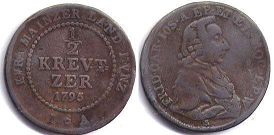 Münze Mainz 1/2 kreuzer 1795