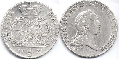 Münze Sachsen 2/3 Thaler 1771
