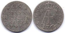 Münze Mecklenburg-Strelitz 1/48 Thaler 1766
