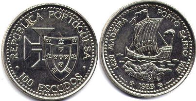 coin Portugal 100 escudos 1989