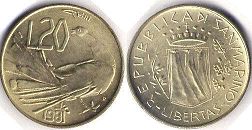 moneta San Marino 20 lire 1981