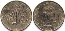 moneta San Marino 20 lire 1979