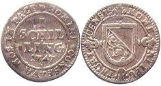 piece Zurich 1 shilling 1747