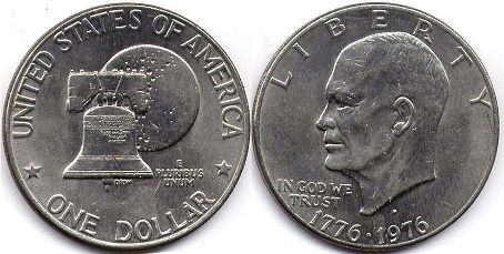 moneda Estados Unidos 1 dollar 1976 Bicentenario de la independencia