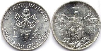 coin Vatican 500 lire 1983