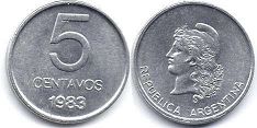 moneda Argentina 5 centavos 1983