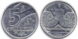 moeda brasil 5 cruzeiros 1990