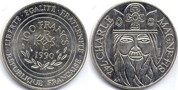moneda Francia 100 francos 1990
