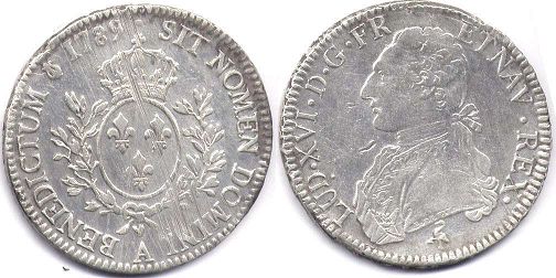 moneda Francia 1 ecu 1789