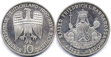 coin Germany 10 mark 1990