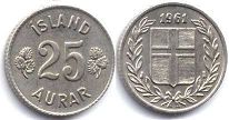 coin Iceland 25 aurar 1961