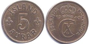 coin Iceland 5 aurar 1940