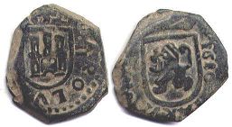 moneda España 2 maravedis 1680