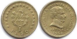 moneda Uruguay 1 peso 1965