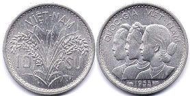 coin South Viet Nam 10 xu 1953