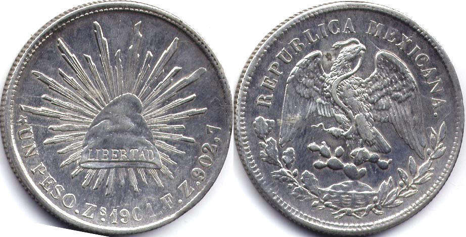Mexican coin 1 peso 1901