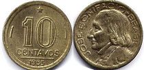 coin Brazil 10 centavos 1955