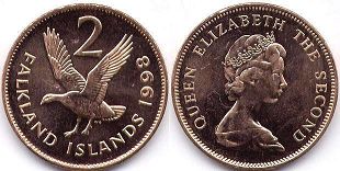 coin Falkland 2 pence 1998