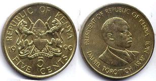 coin Kenya 5 cents 1990