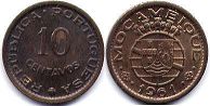 coin Mozambique 10 centavos 1961