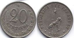 moneda Paraguay 20 centavos 1903