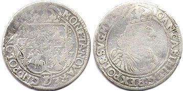 moneta Polska ort 1653