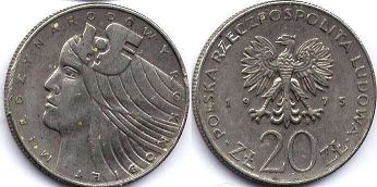 moneta Polska 20 zlotych 1975