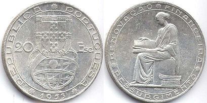 coin Portugal 20 escudos 1953