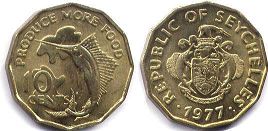 coin Seychelles 10 cents 1977