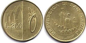 moneta San Marino 200 lire 1993