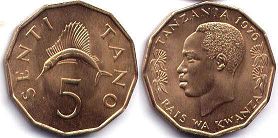 coin Tanzania 5 senti 1976