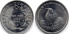 moneda Turkey 750000 lira 2002