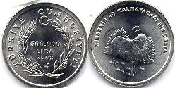 moneda Turkey 500000 lira 2002