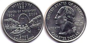 moneda Estados Unidos 1/4 dólar 2003 Missouri