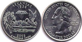 moneda Estados Unidos 1/4 dólar 2003 Arkansas