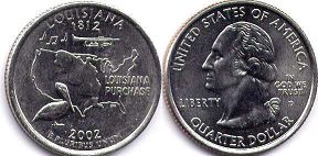 moneda Estados Unidos 1/4 dólar 2002 Louisiana