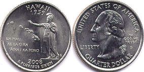 moneda Estados Unidos 1/4 dólar 2008 Hawaii