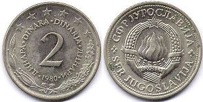 coin Yugoslavia 2 dinara 1980