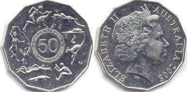 australian commemmorative coin 50 cents 2005