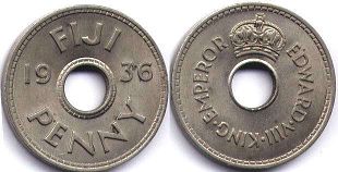coin Fiji 1 penny 1936