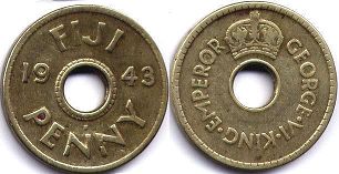 coin Fiji 1 penny 1943