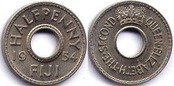 coin Fiji 1/2 penny 1954