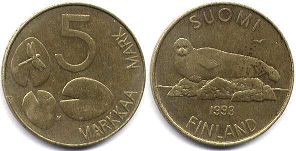coin Finland 5 markkaa 1993
