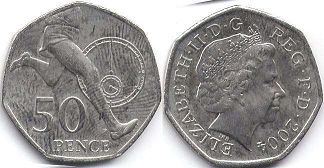 Münze Großbritannien 50 pence 2004