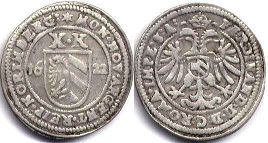 coin Nuremberg 10 kreuzer 1622
