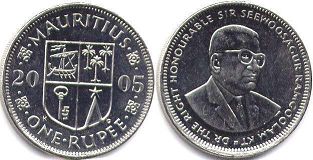 coin Mauritius 1 rupee 2005
