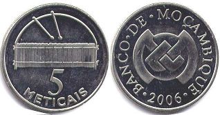 coin Mozambique 5 meticais 2006